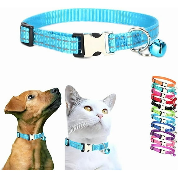 Puppy Collar with Bell, Xs Kitten Cat Collar, Nylon Metal Buckle Reflective for for XXS XS Tiny Little Dogs Male Girls Tiny Pet Small Animals