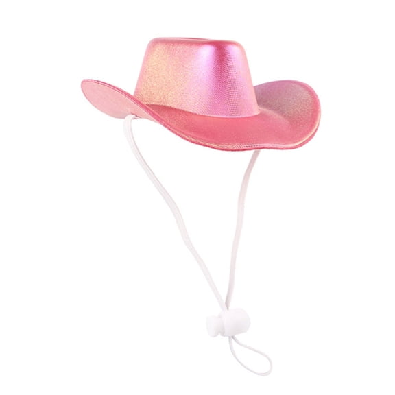 Puppy Cowboy Hat Dogs Sunbonnet with Adjustable Belt Supplies Nacreous Hat Party Hat with Belt
