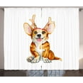 thumbnail image 1 of Ambesonne Puppy Curtains 2 Panel Set, Corgi Dog with Deer Antlers, 108" x 96", Multicolor, 1 of 3