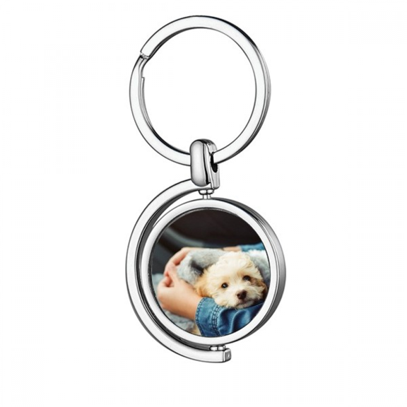 Puppy Cute Animal Photography Rotating Keychain Metal Keyring Holder