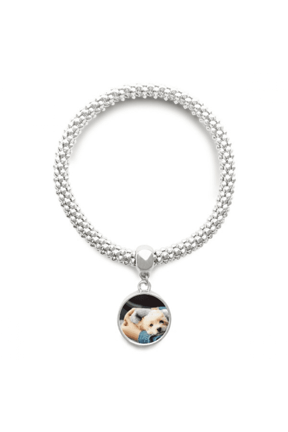 Puppy Cute Animal Photography Sliver Bracelet Pendant Jewelry Chain Adjustable Bangle