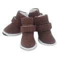 thumbnail image 1 of Puppy Cute Cozy Warm Anti Slip Winter Boots for Small Medium Dogs Pets Cats Thicken Fleece Snow Shoes(Coffee,4), 1 of 2