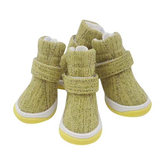 Puppy Cute Cozy Warm Anti Slip Winter Boots for Small Medium Dogs Pets Cats Thicken Fleece Snow Shoes(Yellow,3)