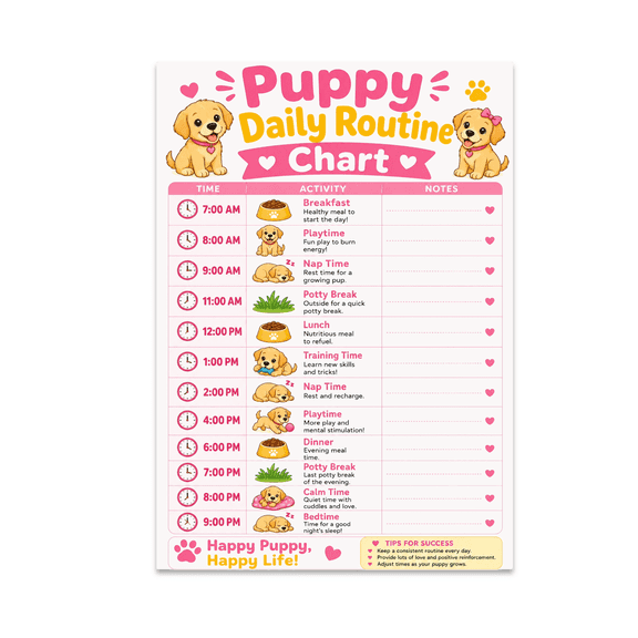 Puppy Daily Routine Chart - Puppy Parents - 13x19 Poster Print