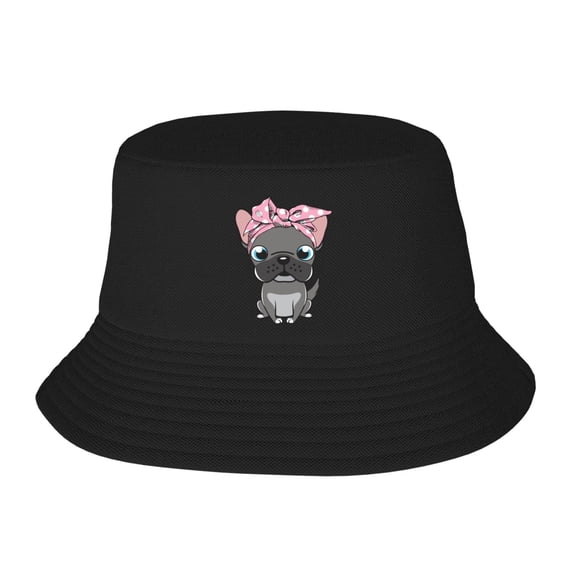 Puppy Dog Cute Bulldog Baby Pug Girl Pattern Bucket Hat For Womens And Mens Outdoor Beach Fisherman Hat Sun Hat