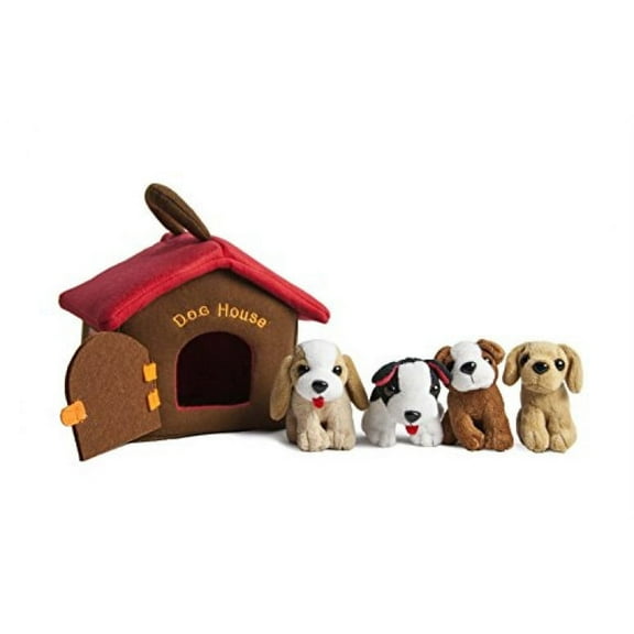 Puppy Dog House Carrier With 4 Barking Puppies Playset