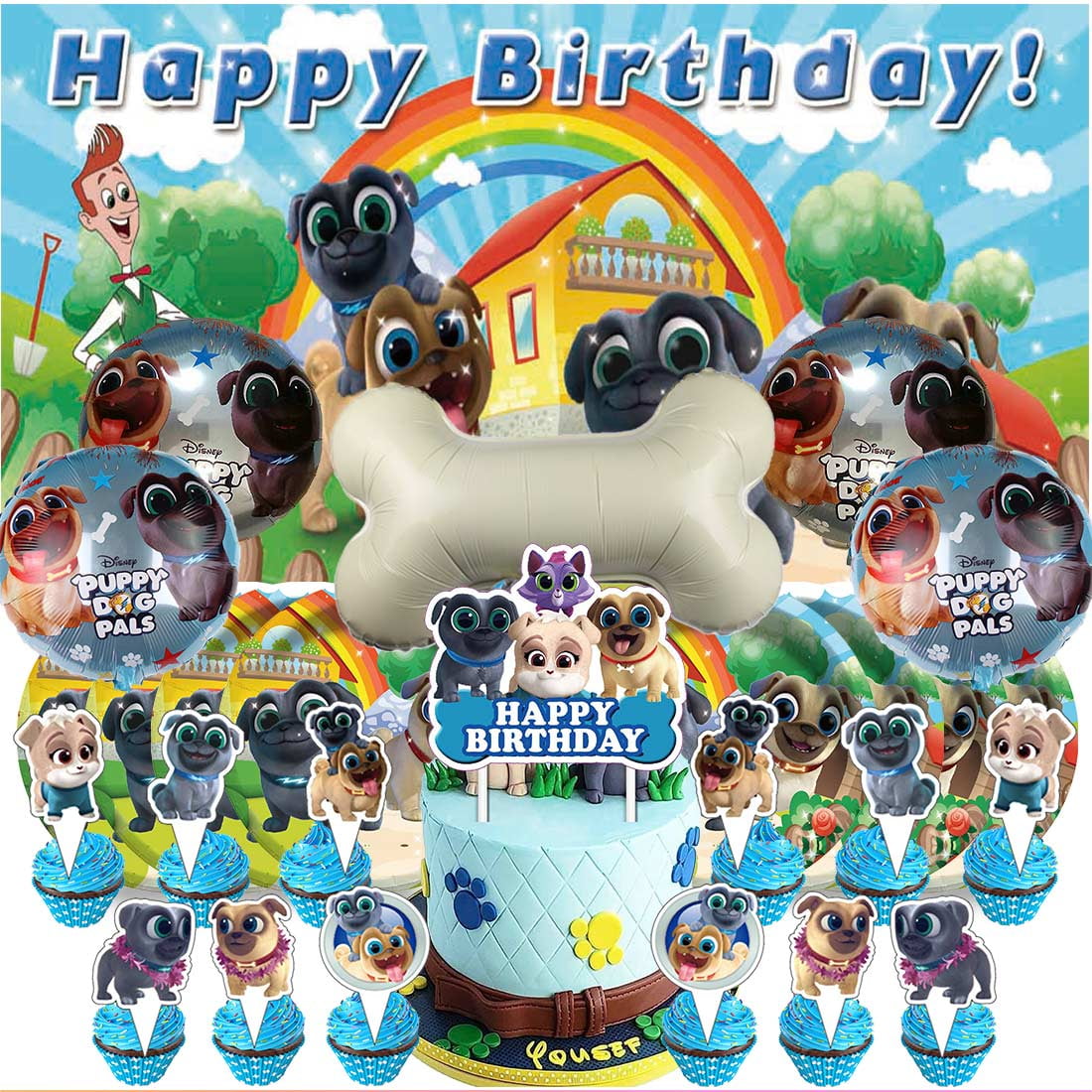 Puppy Dog Pals Party Supplies Decor Tableware Backdrop Banner Cake ...