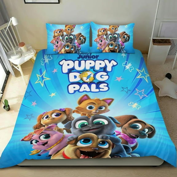 Puppy Dog Pals Themed Bed Sheet Set Three Piece Set 53x79 In ches Comfortable And Skin Friendly Unique Design Creating A Star Studded Night Home Decor Gifts For Family Friends fans