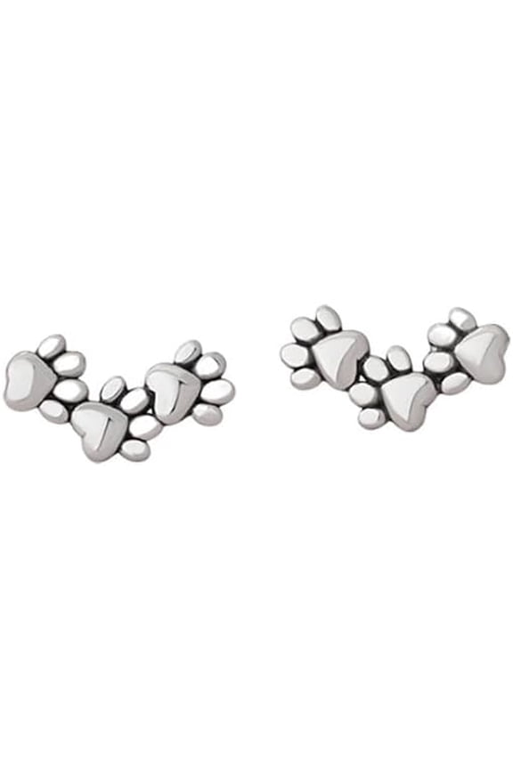 Puppy Dog Paw Print Climber Stud Earrings for Women 925 Sterling Silver Tiny Cat Kitten Animal Pet Cartilage Traugs Crawler Studs Earring Cute Birthday Jewelry Hypoallergenic