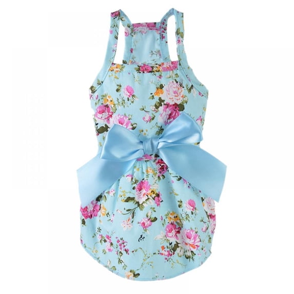 Puppy Dog Princess Dress Dog Bowknot Dress Cute Rosette Sundress Apparel Summer Puppy Floral Vest Dress Dog for Small Pet Dog Cat Outfits