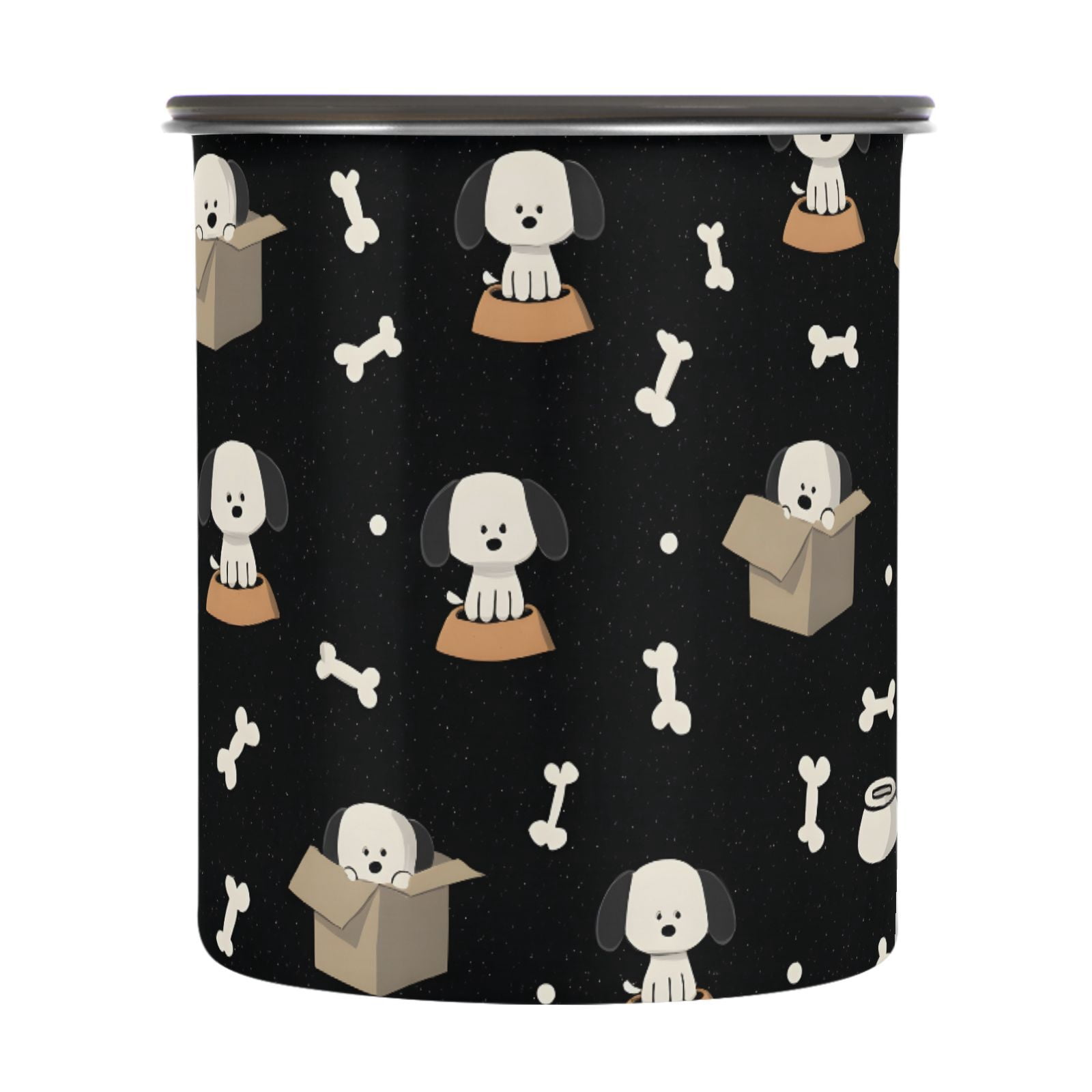 Puppy Dog Prints Airtight Coffee Bean Canister 30oz Food Storage Containers with Lids For Gournd, Tea, Sugar, Flour, Rice, Cereal, Candy Cookie Jar