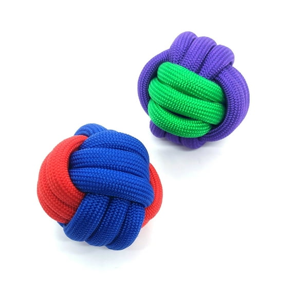 Puppy Dog Rope Knot Ball Toy - 2 Pak Blue Purple