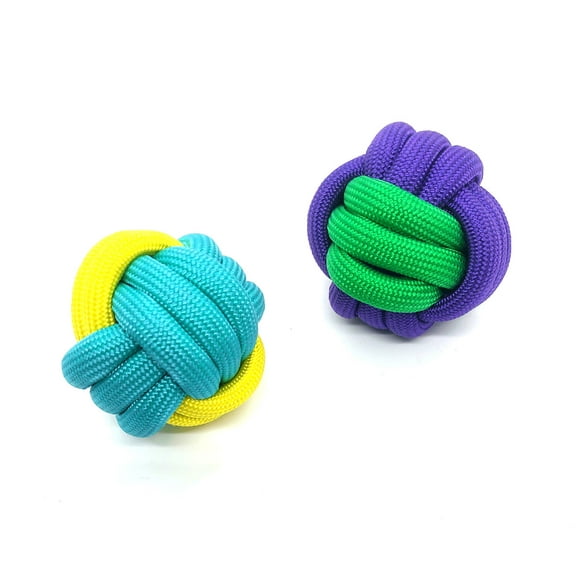Puppy Dog Rope Knot Ball Toy - 2 Pak Purple Yellow