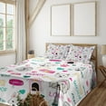 thumbnail image 1 of Ambesonne Puppy Emoji Fitted & Top Sheet Set with Shams, Funny Dog Lover Themed, Magenta White Teal, 1 of 1
