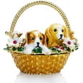 thumbnail image 1 of Puppy Flower Basket Trinket Boxes Hinged Rhinestones Jeweled Painted Enameled Collectible Dog Animal Figurine Jewelry Holder Box, 1 of 4