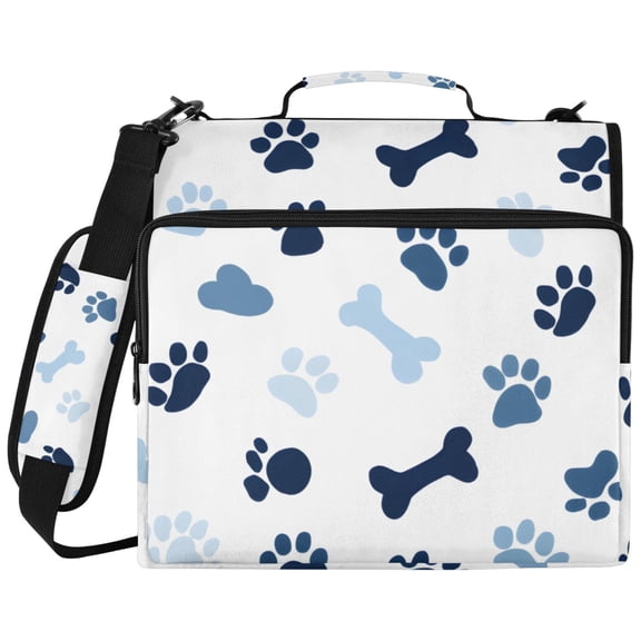 Puppy Footprints 3 Ring Binder Bag Zipper Binder Organizer with 14 Inch Laptop Sleeve