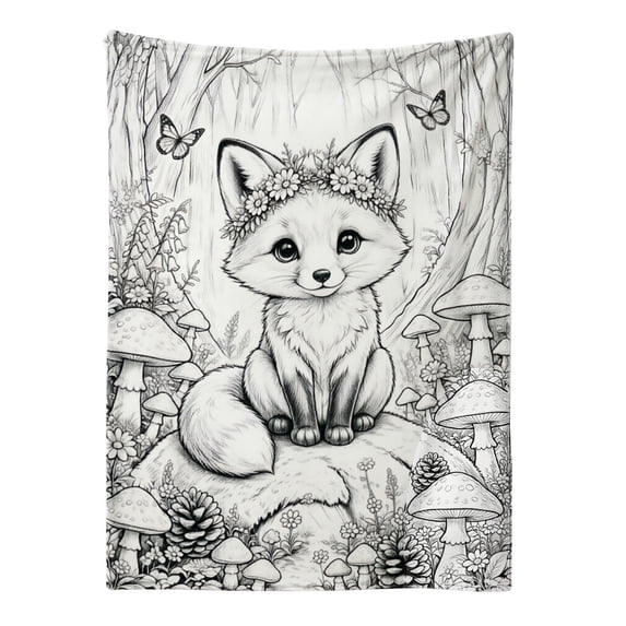 Puppy DIY Coloring Flannel Blanket Soft Cozy 150x127cm for Home Birthday, Yellow