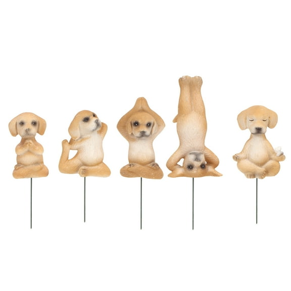 Puppy Garden Statue Hand Painted 5 Different Poses Decorative Lightweight Waterproof Resin Lawn Dog Figurine For Courtyard