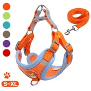 Puppy Harness - Small Dog Harness and Leash Set, Adjustable & Comfortable Padded Reflective Vest for Puppies and Small Breeds Dogs Walking  Orange,M