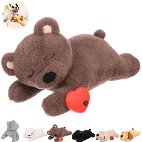 Puppy Heartbeat Toy Sleep Aid, Dog Anxiety Relief Plush Stuffed Animal with Pulsing Heart Module for Pets, Washable