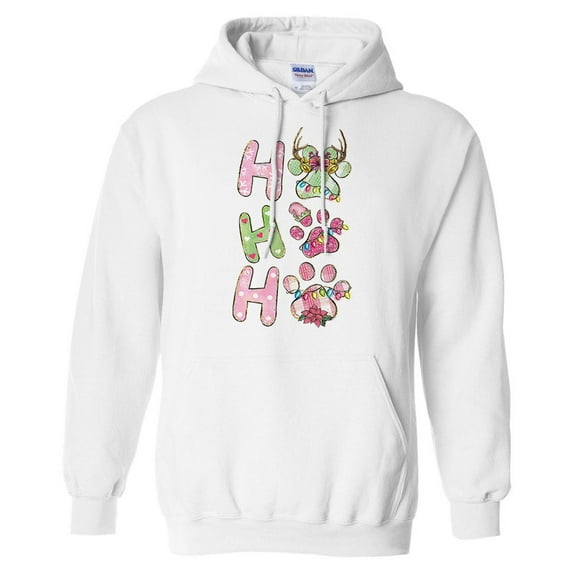 Puppy Ho Ho Ho Hoodie Sweatshirt Unisex Large White