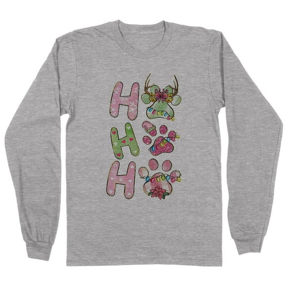 Puppy Ho Ho Ho Long Sleeve Shirt Unisex 5X-Large Grey