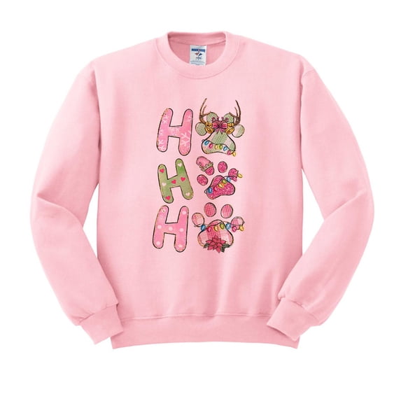 Puppy Ho Ho Ho Sweatshirt Unisex Medium Pink