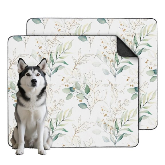 Puppy House Training Pads Washable, 2-Pack Reusable & Highly Absorbent Mats, Quick-Dry Surface for Comfort, Floral Design, 35 x 41 Inches