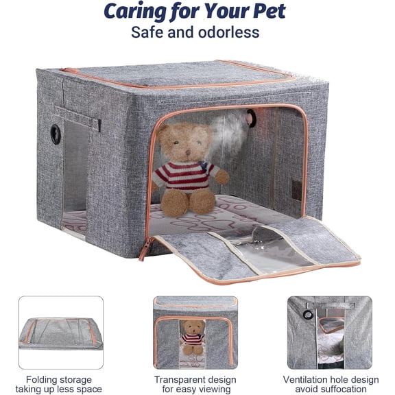 Puppy Incubator, Pet Atomization Oxygen Box, Incubator for Kitten and Puppies, Pet Nncubator with Nebulization Kit and Pets Blanket 100L