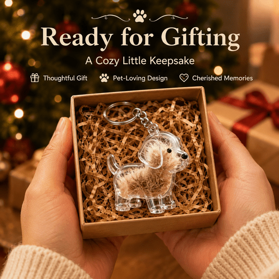 Puppy Keepsake Capsule with Portable Key Ring Design, Memorial Storage Pendant with Secure Key Ring, for Keys, Handbag, Travel Pouch, Display Box, Memory Collection, and Pet Remembrance, Style E