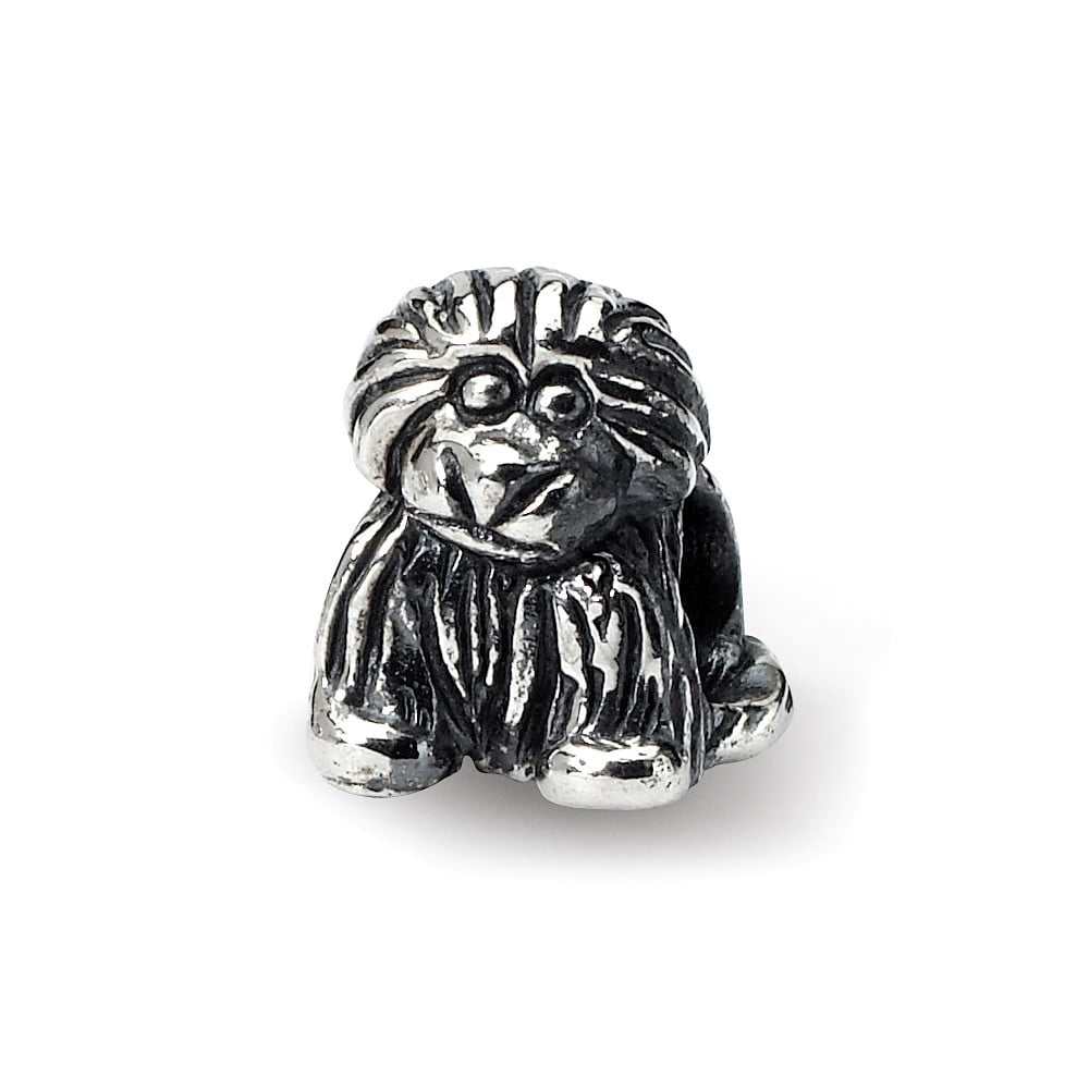 Puppy Kids Charm .925 Sterling Silver Antique Finish Reflection Beads