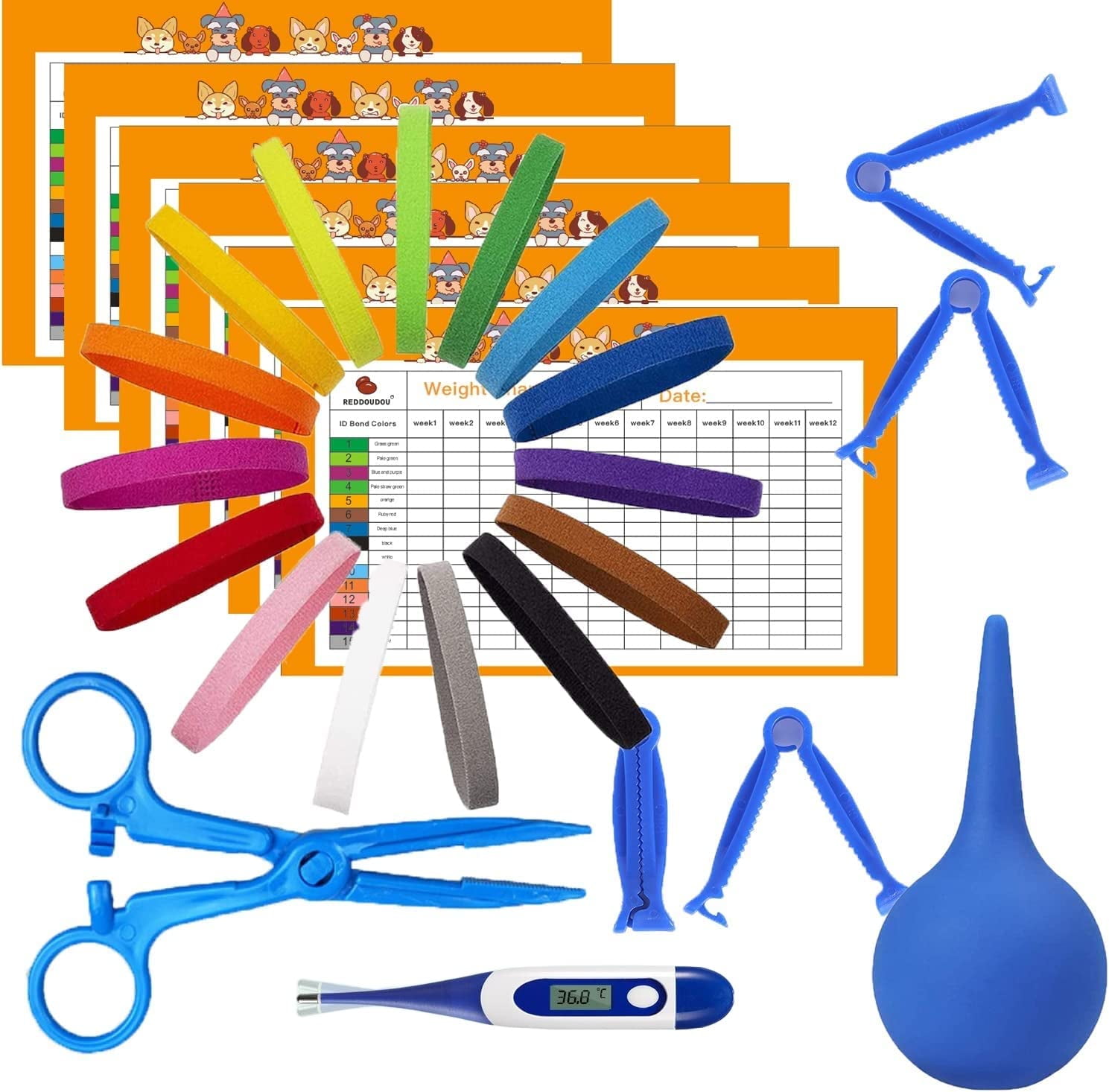 Puppy Kitten Whelping Kit, Newborn Dogs Cats Pet Whelping Kit with 6