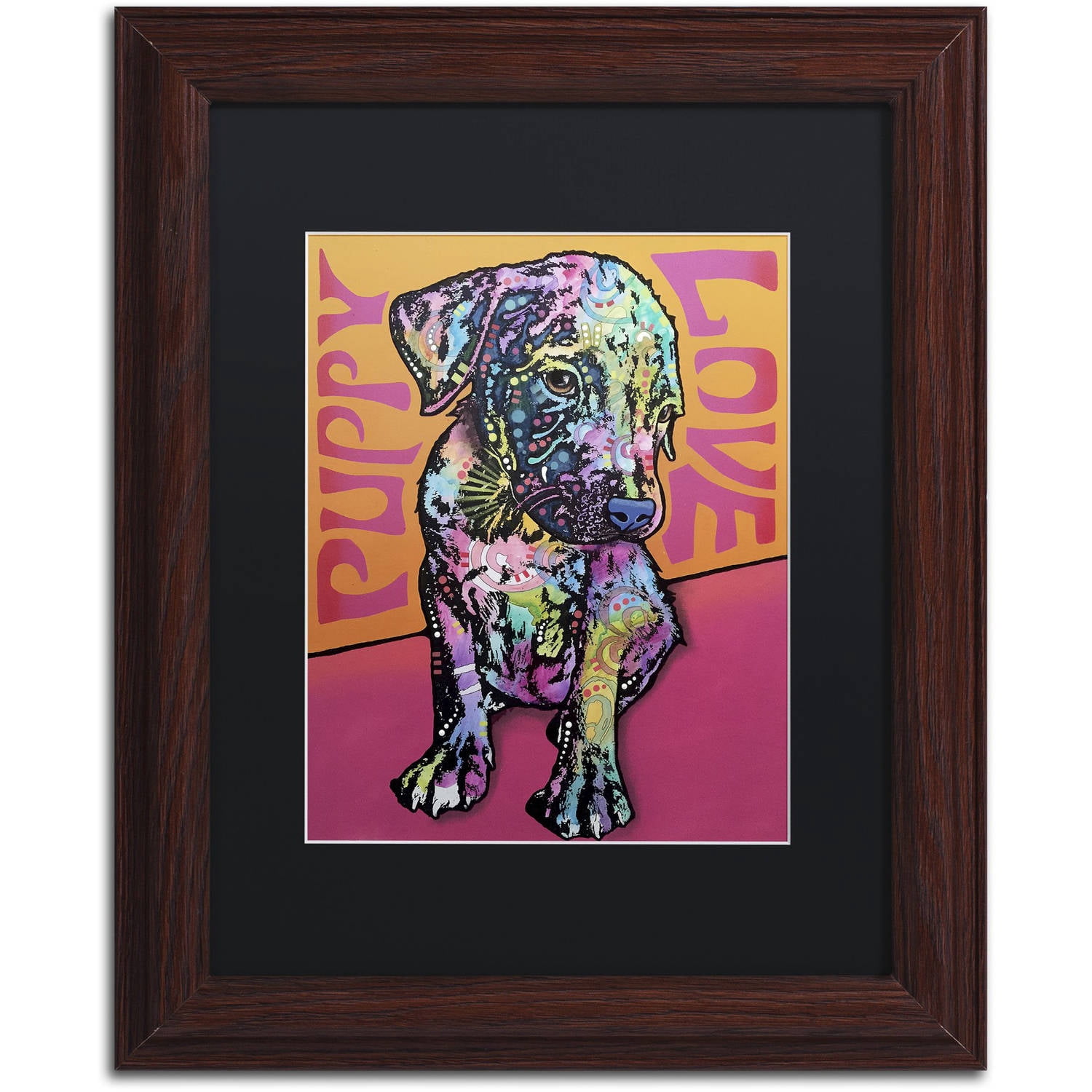 Puppy Love' Canvas Art by Dean Russo, Black Matte, Wood Frame