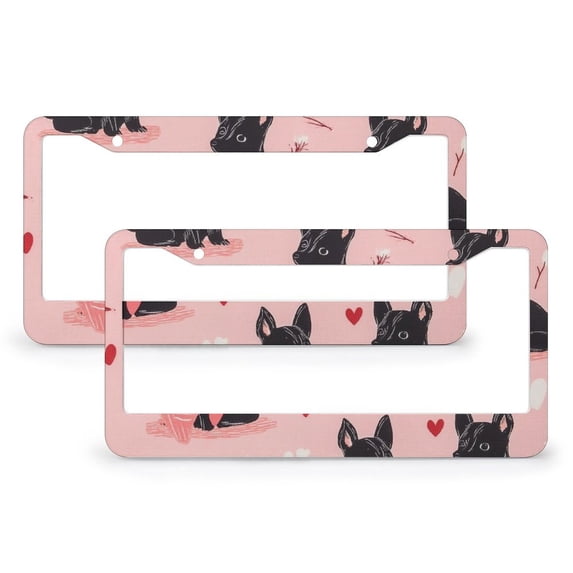 Puppy Love Hearts German Shepherd License Plate Cover 2 Pack Gifts for Dog Lover License Plate Frames Cover Holders for Women Men US Vehicles Standard 2 Holes Aluminum License Plate Frames