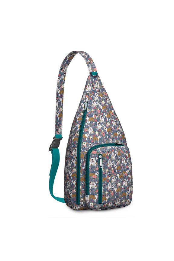 Puppy Love Sling Backpack - Adorable Dog-Themed Print Shoulder Bag (Minimalist Dog Design, Lightweight & Breathable)