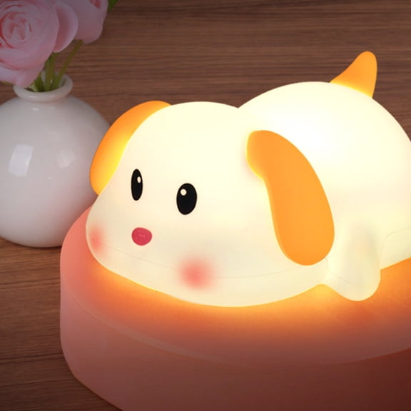 Puppy Night Light - Soft Silicone Touch Control, USB Rechargeable with Timer, Cute Dog Shape for Kids Bedroom