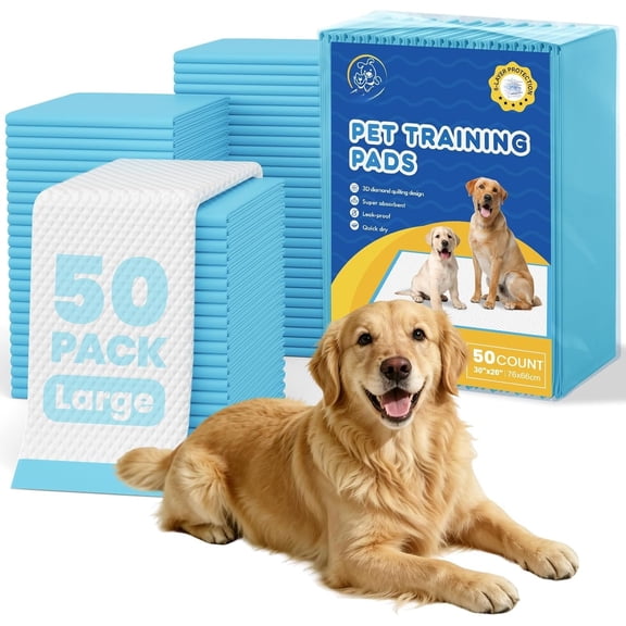 Puppy Pads 50 Count | 30x26 Inch XL Potty Pads for Dogs | Super Absorbent Disposable  Pads Heavy Duty | Piddle Pads for