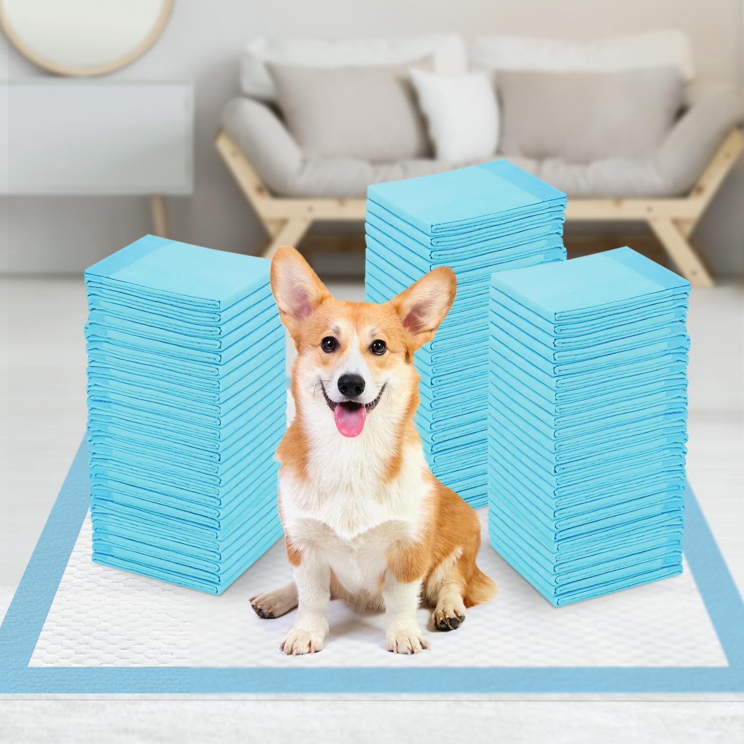 Puppy Pads Dog Pee Pads 23"x23", Puppy Pee Pads for Dogs, 6 Layers Thicker Dog Pee Pads, Quickly Absorbs & Leak-Proof Dog Pads, Disposable Potty Pads for Dogs Cats, Doggie Pee Pads, 60Ct