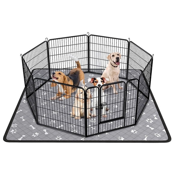 Puppy Pads with Pheromones, Washable Pee Pads for Dogs Potty Training, Reusable Dog Mat for Playpen, Crate, Whelping Box (Gray,S)