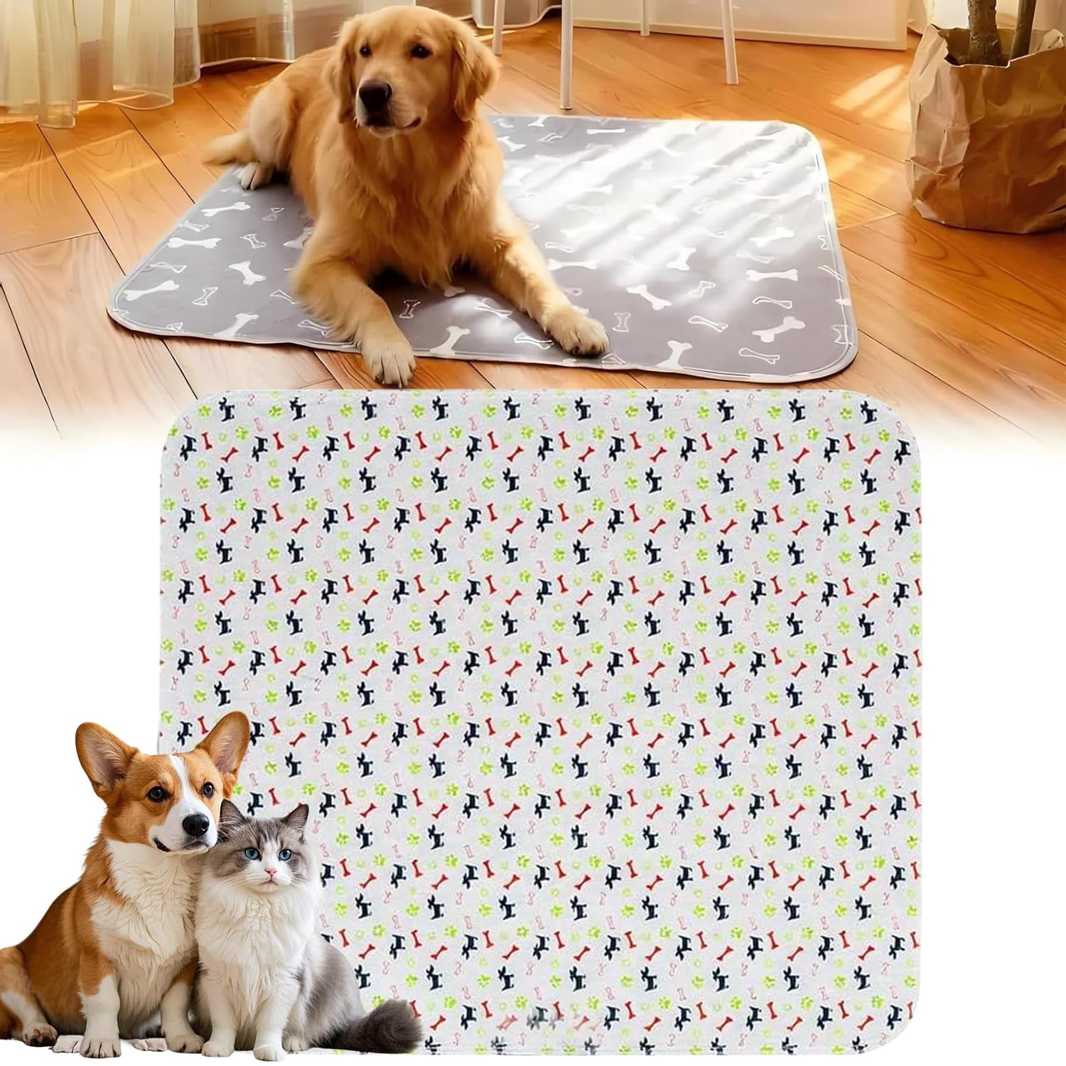 Puppy Pads with pheromones, Reusable Puppy Pads for Dogs & Cats, Washable, Durable Leak-Proof & Anti-Slip Pet Training Pads for Home & Travel