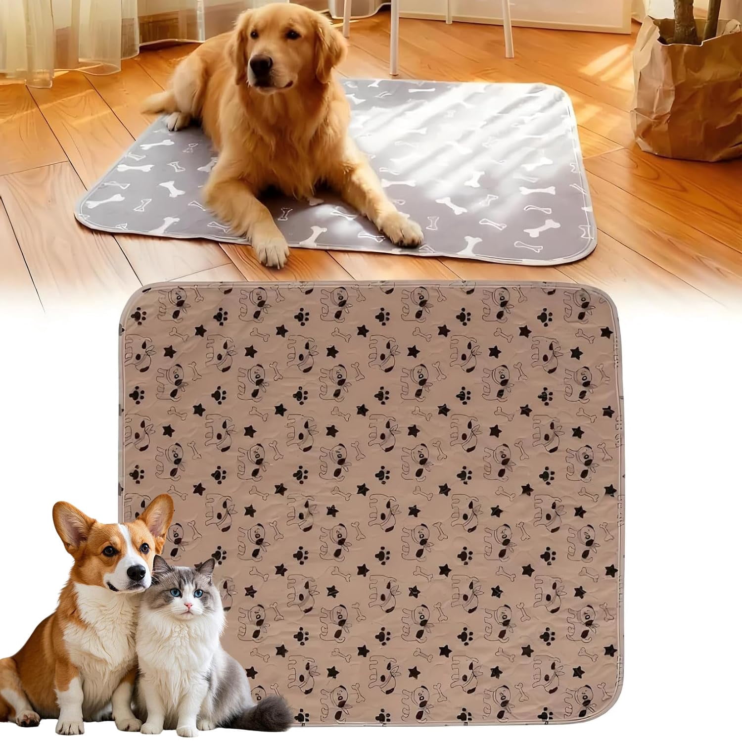 Puppy Pads with pheromones, Reusable Puppy Pads for Dogs & Cats, Washable, Durable Leak-Proof & Anti-Slip Pet Training Pads for Home & Travel