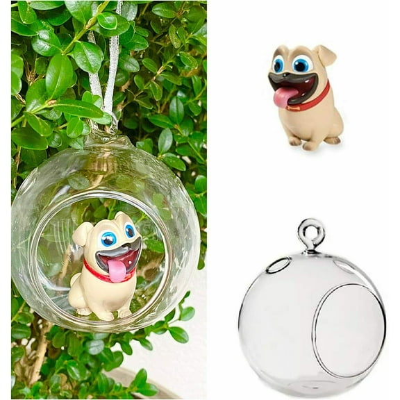 Puppy Pals Tan Dog Rolly PVC Figure in Globe 4" Ornament Disney Figure Collect New