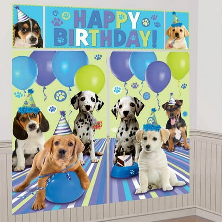 Puppy Party Wall Poster Decorating Kit (5pc)