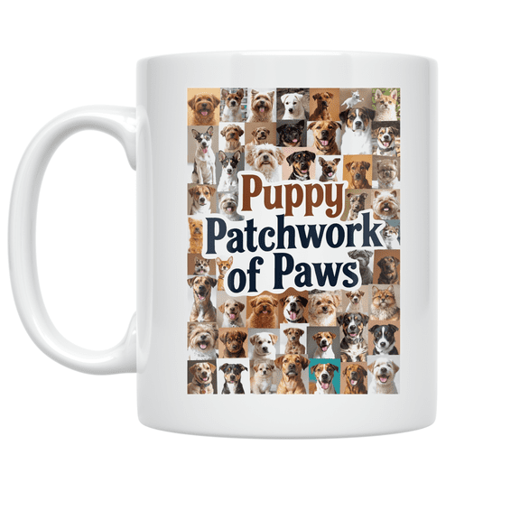 Puppy Patchwork of Paws - Dog Lover - 11 oz Ceramic Coffee Mug