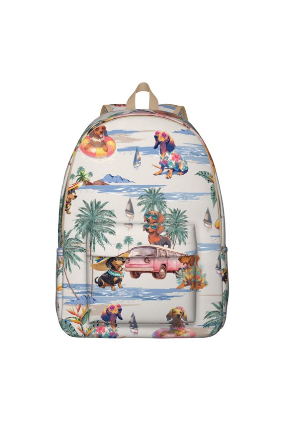 Puppy Paw Print Backpack, Lightweight School Bag with Adorable Dog-Themed Print and Whimsical Cartoon Design
