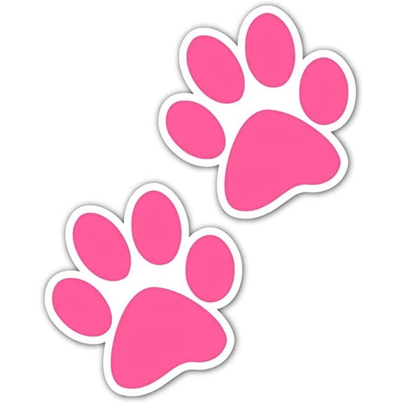 Puppy Paws Dogs Paws Hot Pink Vinyl Decal Bumper Sticker 4 X 5