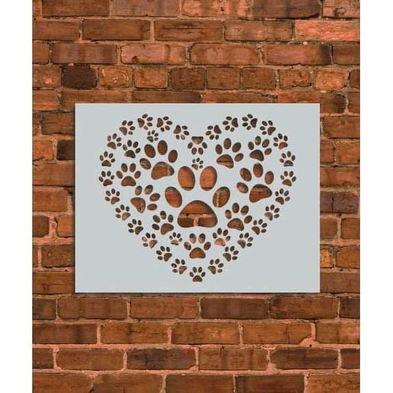 Puppy Paws in Heart Stencil