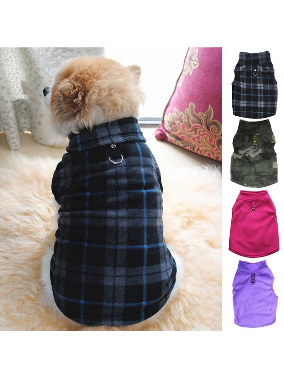 Puppy Pet Dogs Padded Vest Warm Coats Jackets Costumes with Traction Ring
