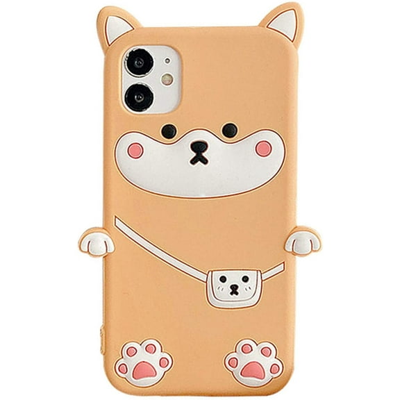 Puppy Phone Case Compatible with iPhone iPhone XR, Protective Animal Silicone Cover Soft Touch 3D Cute Case (Shiba Inu, iPhone XR)