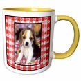 thumbnail image 1 of 3drose, Puppy Picnic, 11oz Two-tone Yellow Mug, 1 of 6